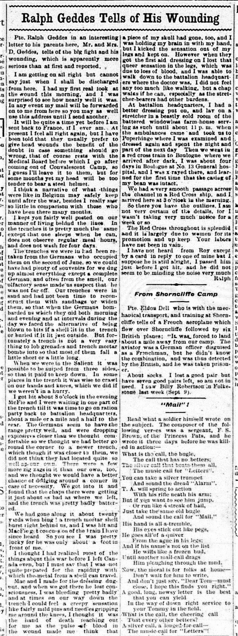 Port Elgin Times, October 4, 1916, p.1